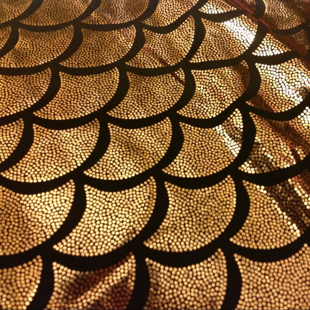 HALLOWEEN COSPLAY FUN Gold Metallic Mermaid Dragon Scale A line Flirty Dress NWT - Picture 8 of 8